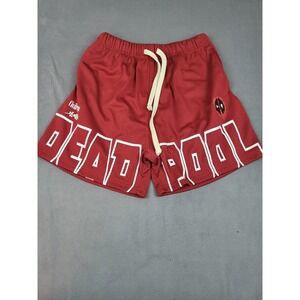 Marvel Civilregime Deadpool Shorts Mens Small Red Spellout Drawstring Mesh‎ Hoop